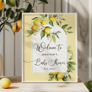 Poster Baby shower citron vert bienvenue