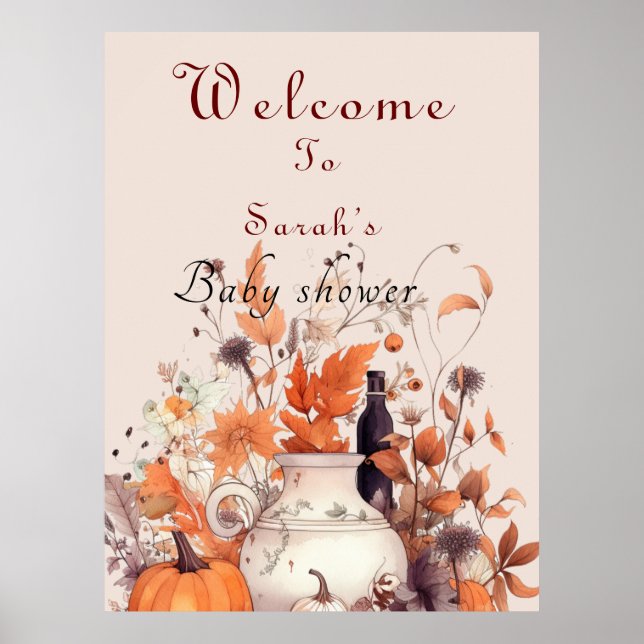 Poster baby shower citrouille de l'automne (Devant)