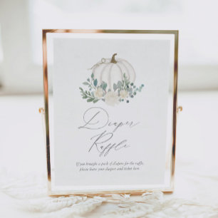Poster Baby shower Citrouille de verdure fleurie Raffle d