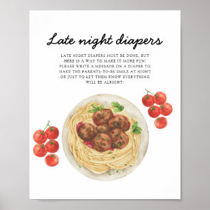 Poster Baby shower couche-culotte de nuit Pasta