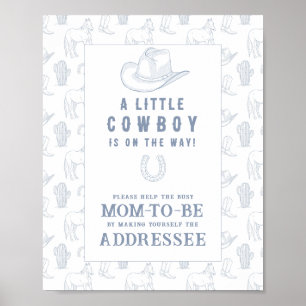 Poster Baby shower cow-boy - Aider la future maman occupé