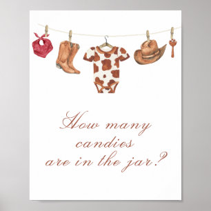 Poster Baby-shower cow-boy - devinez combien de bonbons d