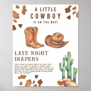 Poster Baby shower cow-boy jeu de couche de nuit
