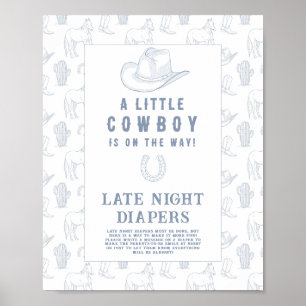 Poster Baby shower cow-boy jeu de couche tardive