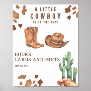 Poster baby shower cow-boy - livres cartes et cadeaux aff