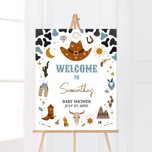 Poster Baby shower Cowboy Wild West Bienvenue