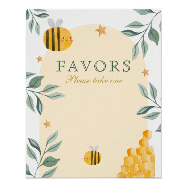 Poster Baby shower d'abeilles : (Devant)