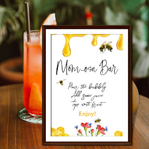 Poster Baby shower d'abeilles au miel jaune Maman-Osa Bar
