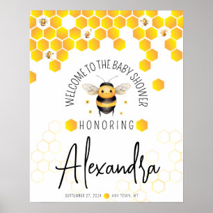 Poster Baby shower d'abeilles Hommes et femmes Bienvenue 