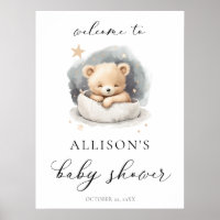Baby shower d'accueil de l'ours en peluche neutre