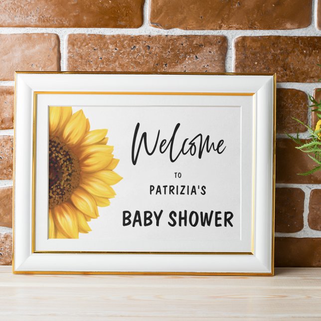 Poster Baby shower d'accueil du tournesol d'automne Horiz (Créateur téléchargé)