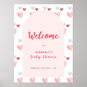 Poster Baby shower d'accueil Pastel Sweetheart Arch