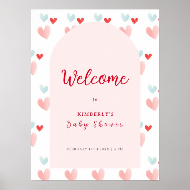 Poster Baby shower d'accueil Pastel Sweetheart Arch (Devant)