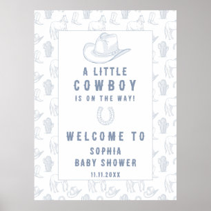 Poster Baby shower d'accueil Toile Blue Cowboy