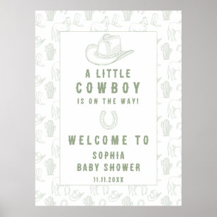 Poster Baby shower d'accueil Toile Green Cowboy