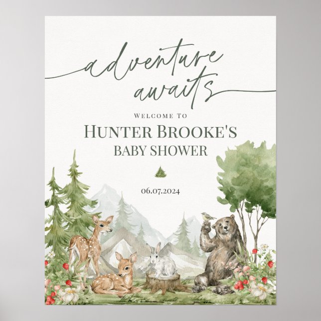 Poster Baby shower d'Affiche de bienvenue des animaux de  (Devant)