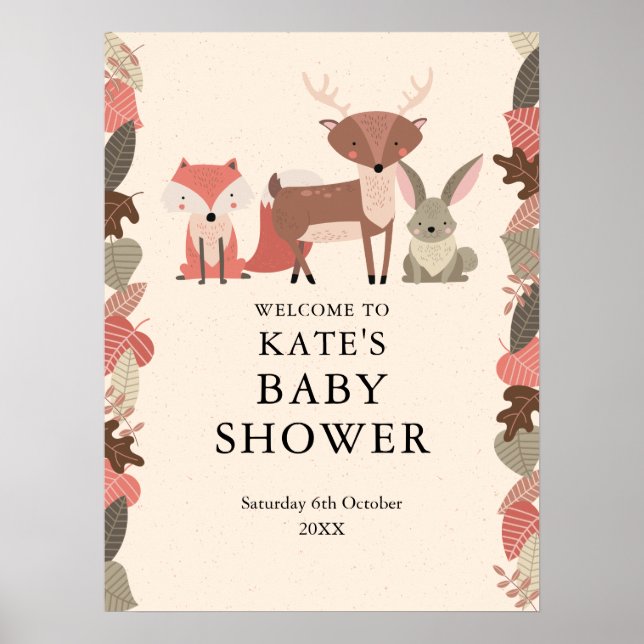 Poster Baby shower d'Affiche de bienvenue des animaux de  (Devant)
