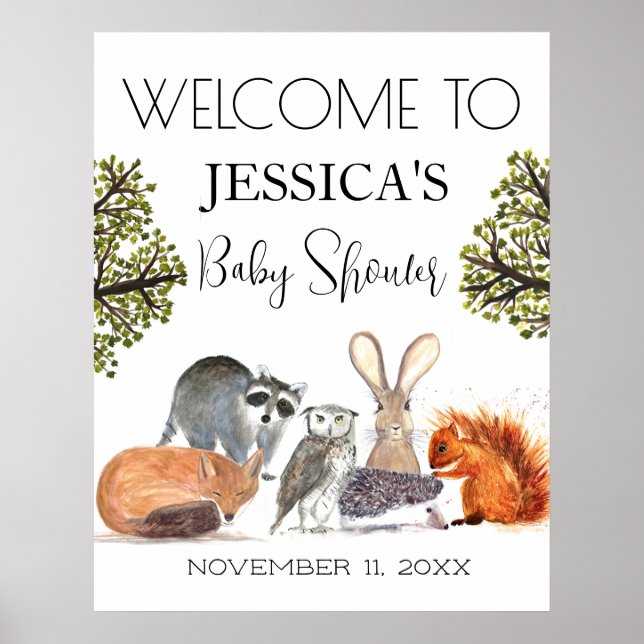 Poster Baby shower d'Affiche de bienvenue des animaux de  (Devant)