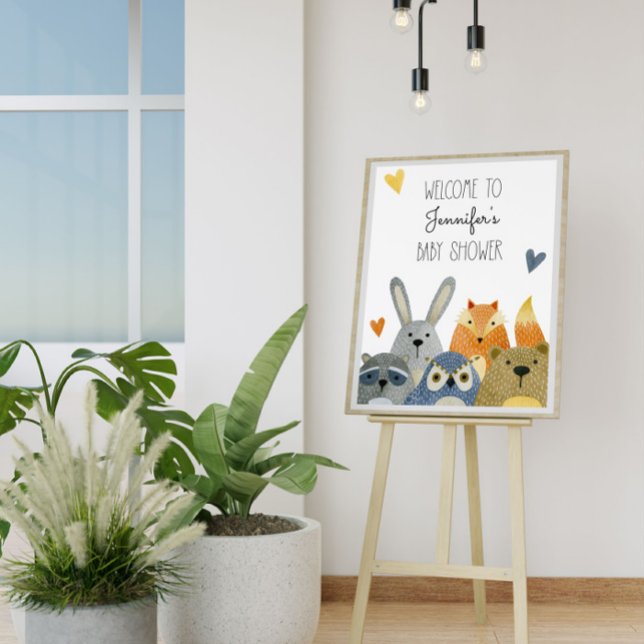 Poster Baby shower d'Affiche de bienvenue des animaux de  (Créateur téléchargé)