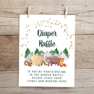 Poster Baby shower d'animaux de bois de feuillage rustiqu