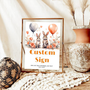 Poster Baby shower d'anniversaire Bunny de PâquesPanneau