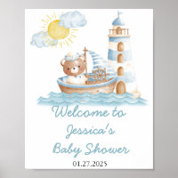 Baby shower d'aquarelle de l'ours nautique Bienven