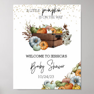 Poster Baby shower d'aquarelle petit Citrouille d'automne