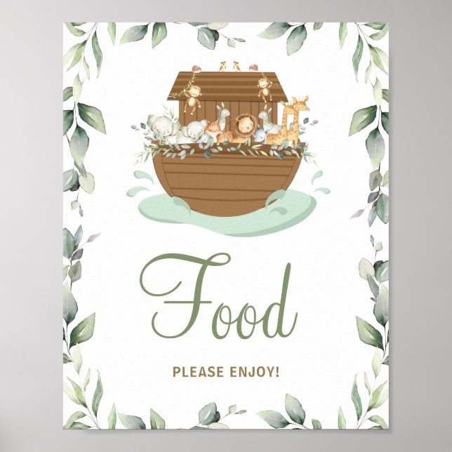 Poster Baby shower d'arche de Noah de verdure Nourriture  (Devant)
