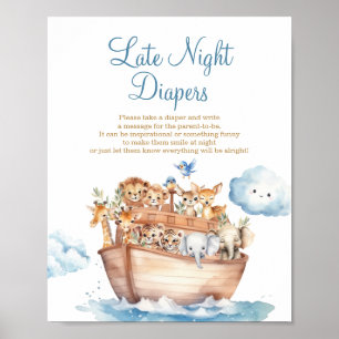 Poster Baby shower d'arche du mignon Boy Noah Diapers tar