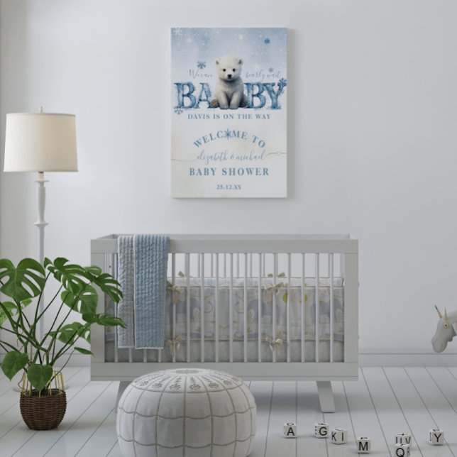 Poster Baby shower d'attente moderne d'hiver Bienvenue (Créateur téléchargé)