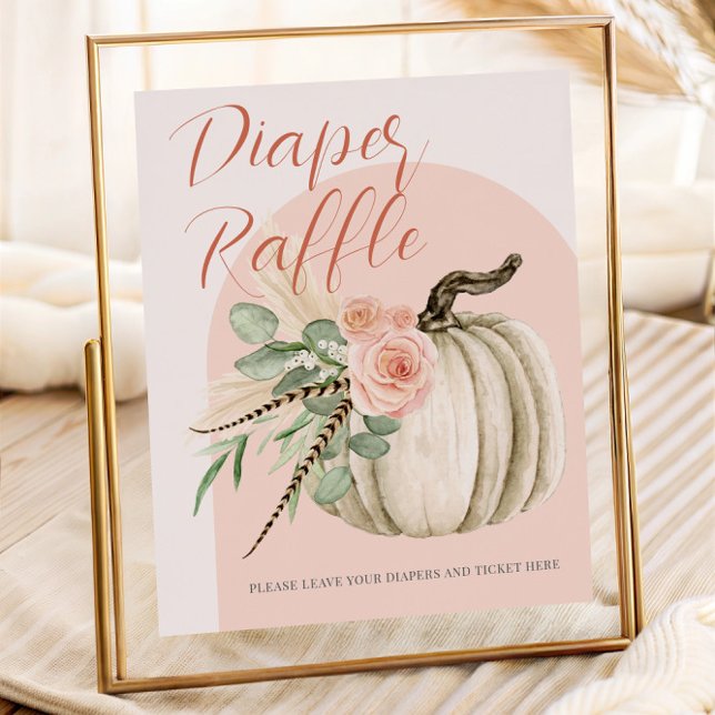Poster Baby shower d'automne Aquarelle Citrouille Déchets (Créateur téléchargé)