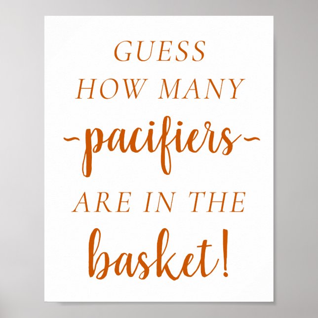 Poster Baby shower d'automne | Burnt Orange Devinez Combi (Devant)