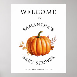 Poster Baby shower d'automne floral moderne