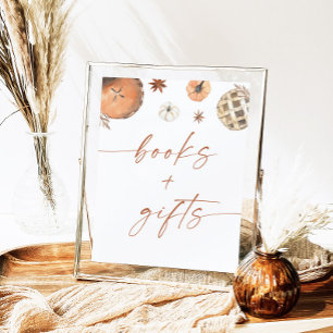 Poster Baby shower d'automne Livres et Cadeaux Signe, Cit