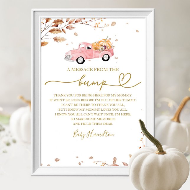 Poster Baby shower D'Automne Un Message Du Signe Bump (Créateur téléchargé)