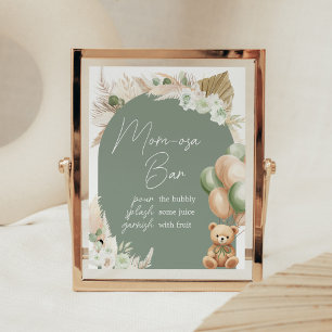 Poster Baby shower de ballon de l'ours de saumons verts M