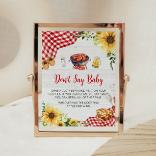 Poster Baby shower de barbecue tournesol ne pas dire bébé