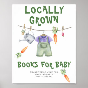 Poster Baby shower de bébé élevé localement - livres pour