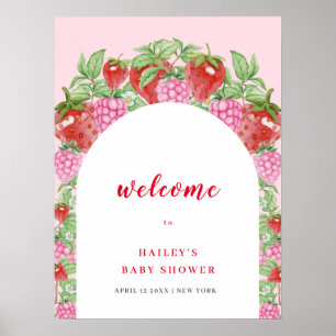Poster Baby shower de bienvenue aux arches aux fraises do