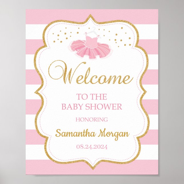 Poster Baby shower de bienvenue de la robe Cute Tutu (Devant)