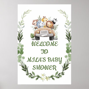 Poster Baby shower DE BIENVENUE SIGNE, AVENTURE SAFARI