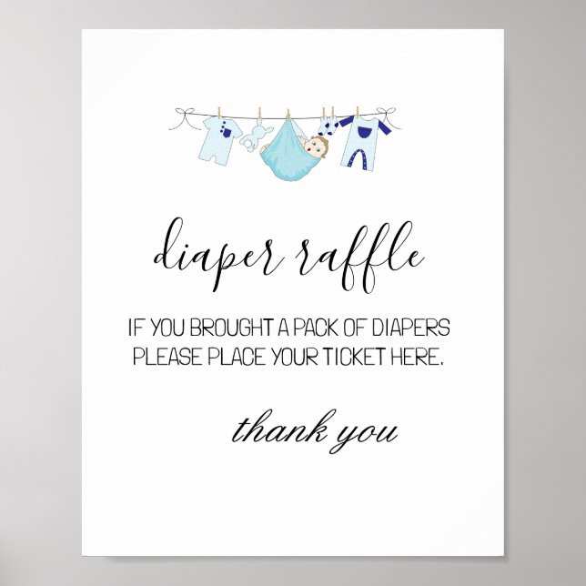 Poster Baby shower de billet de papier à découpe bleu (Devant)