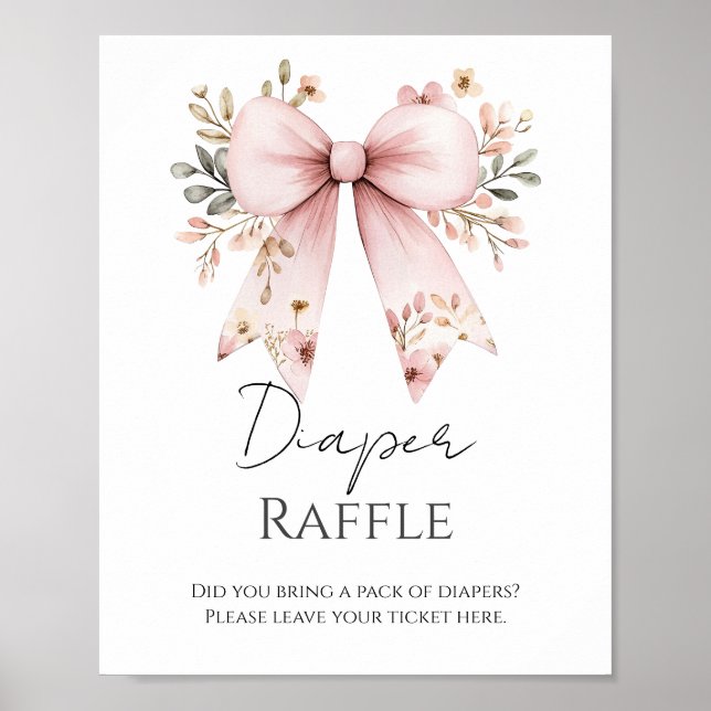 Poster Baby shower de boue rose floral Raffin (Devant)
