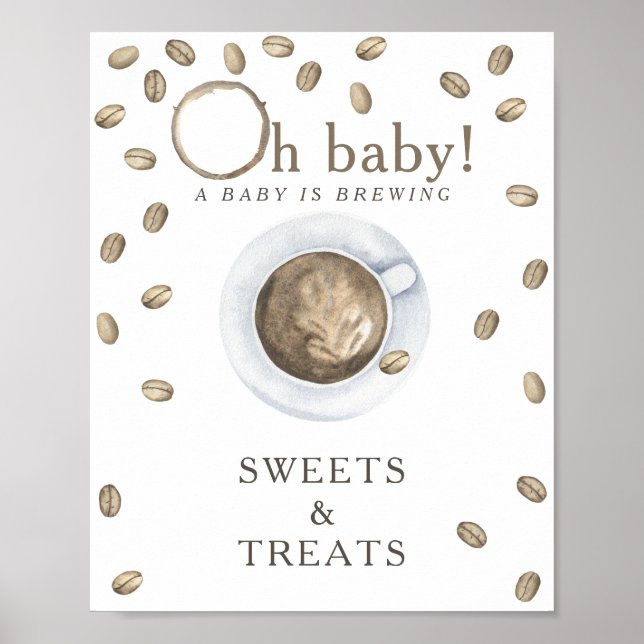 Poster Baby shower de brassage de café DOUCES ET TRAITEME (Devant)