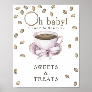 Poster Baby shower de brassage de café DOUCES ET TRAITEME