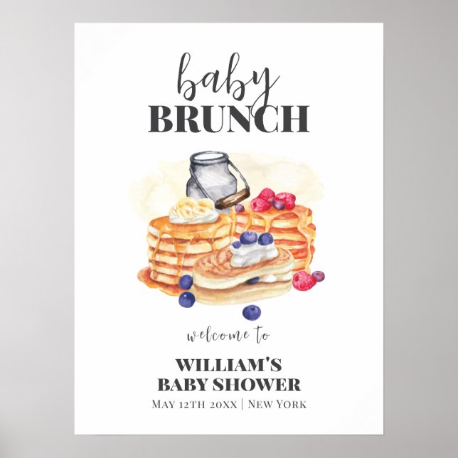 Poster Baby shower de brunch au lait moderne Bienvenue (Devant)