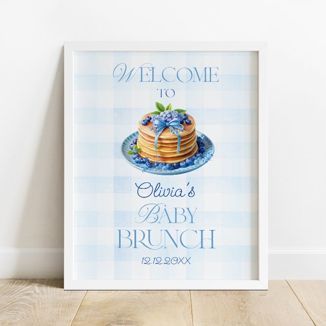 Poster Baby shower de Brunch Bébé Blueberry Bienvenue (Créateur téléchargé)