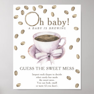 Poster Baby shower de café Devinez le gâteau doux