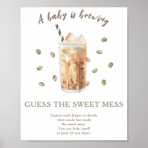Poster Baby shower de café Devinez le gâteau doux