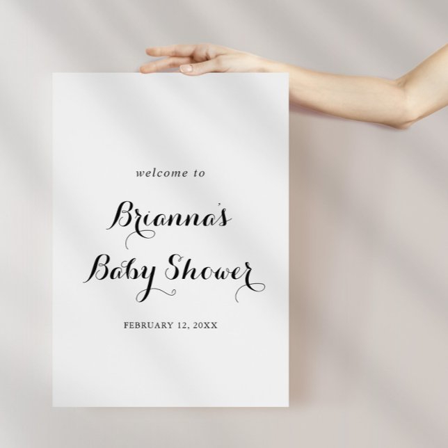 Poster Baby shower de calligraphie moderne Bienvenue (Créateur téléchargé)